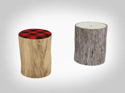 Wood Log Seating Low-poly 3D model