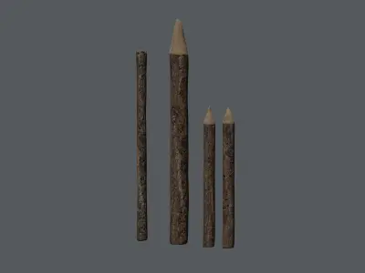 Medieval Wooden Barricades Wall Low-poly 3D model