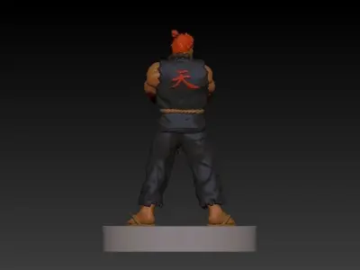 AKUMA street fighter character with hair 3D print model