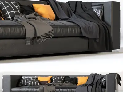 SOFA Black Leather Model 3D model
