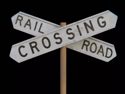 Railway-Crossing Roadsign Low-poly 3D model