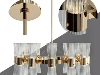 Modern Gold Leaf Murano Glass Chandelier 3D model