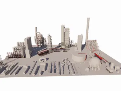 detailed and realistic representation of an industrial complex 3D model