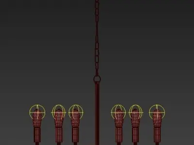 6 Lights Modern Pendant Lighting Golden 3D model