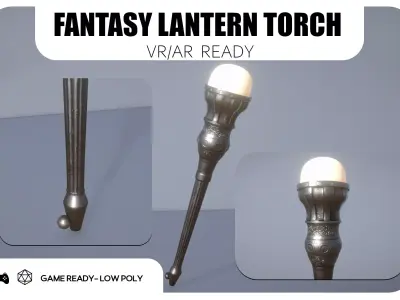 Fantasy lantern torch - game ready Low-poly 3D model