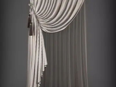 Curtain 3D with tassels Low-poly 3D model buy