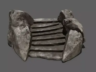 Stairs rock Low-poly 3D model 2