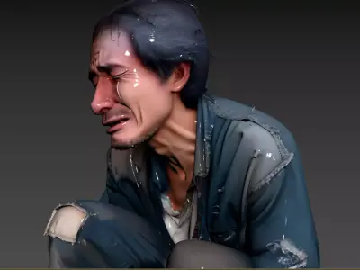 92- Asian Street Beggars 3D model