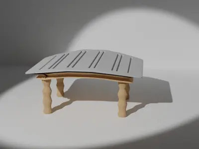Table wooden with light shining Free 3D model
