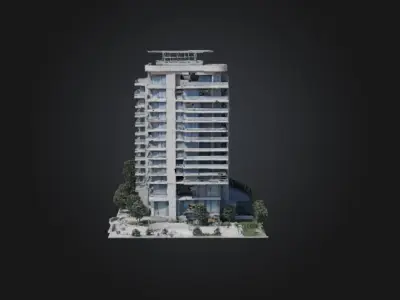 Post Apocalyptic abandoned residential building 3D model