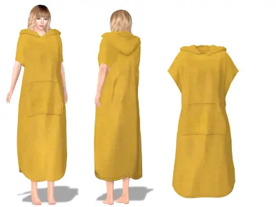 Female Changing Robe Towel Poncho Without Hood Low-poly 3D model