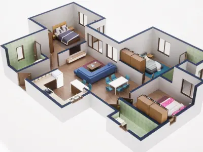 3D Floor Plan Model 56 3D model