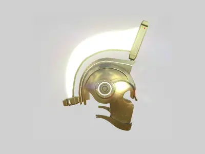 SciFi Spartan Helmet 08 Gold - Character Design Low-poly 3D model