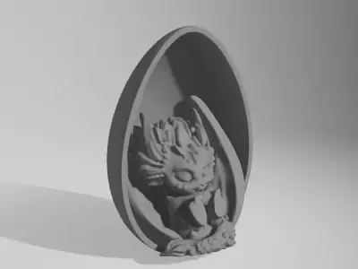 AcquaDragon Baby Sleeping inside an Egg 3D print model