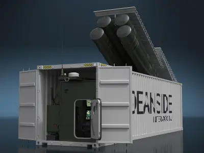  40ft Shipping Container for Air Defense Systems Rigged for Cinema 4D 