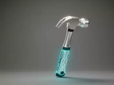 Low Poly Industrial Hammer  Mechanic Tool Low-poly 3D model