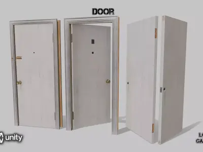 Door white 01 Low-poly 3D model