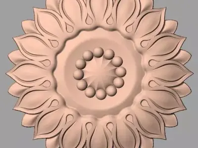 Furniture decoration round flower 3D STL model for CNC E925 3D model
