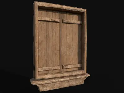 Wooden Old Window Low-poly 3D model