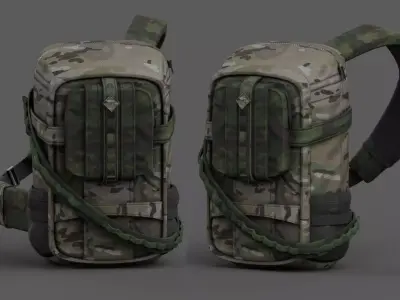 Backpack military combat soldier armor scifi fantasy 3d human  Low-poly 3D model