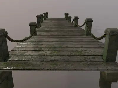 wooden pier  Low-poly 3D model