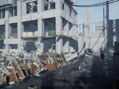 Destroyed building Kit Low-poly 3D model