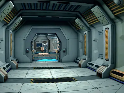 Sci-Fi Corridor and Meeting Room 3D model