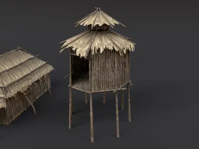 Low-Poly Bamboo Hut Low-poly 3D model