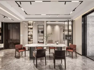 kitchen dining Modern living room 3D model