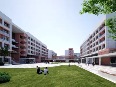 School teaching building Low-poly 3D model