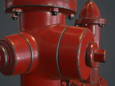 Fire Hydrant PBR Game Ready Low-poly 3D model