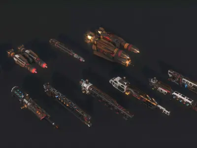 Spacecraft Weapon Pack Low-poly 3D model