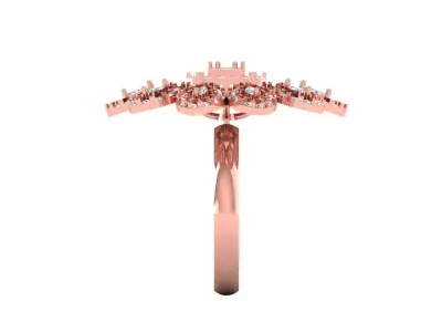 Solitaire Wedding Engagement Women Rings Flower Ring 3D print model