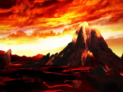 Volcano with Summer Volcano with  3D model