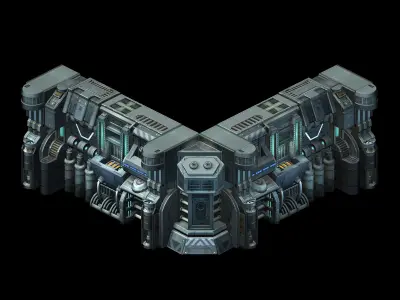 Sci Fi Building-connection wall 10 3D model