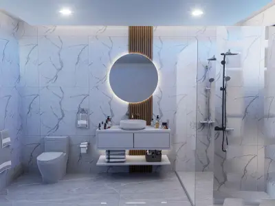 INDOOR BATHROOM MODEL AND RENDER 3D model