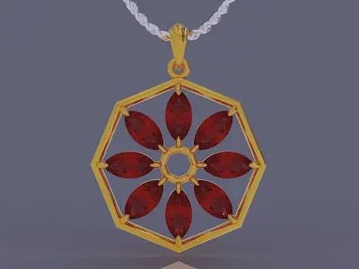 Prong set marquise cut diamond octagonal necklace 3D print model