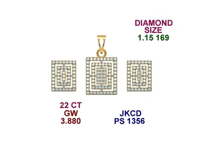 22k gold light weight maicro daimond pendant set  3D print model