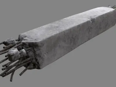 Damaged Concrete Column 03 v2 Low-poly 3D model