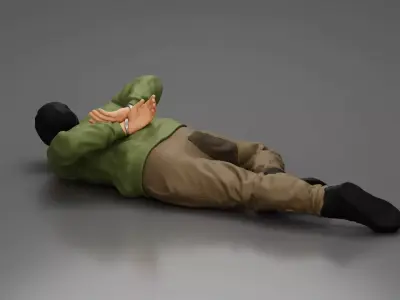 Gangster homie With Handcuffs He Lies On The Floor 3D print model