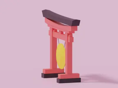 Cartoon Japanese Gong 3D model