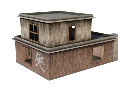 Old Building House for Game  Low-poly 3D model