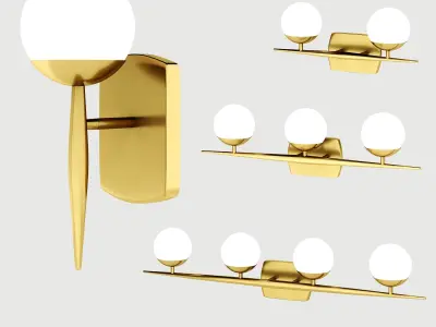 LINEAR GLOBE BATH LIGHT gold vs chrome 3D model