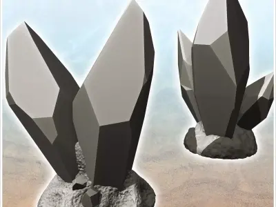 Set of four crystals and ores 4 - Future Sci-Fi SF Post apocalyp 3D print model