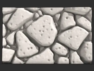 Cracked Stone Wall Game Ready 3D print model