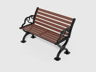 Wooden Park Bench Low-poly 3D model