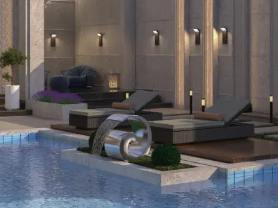 swimming pool 3D model 15