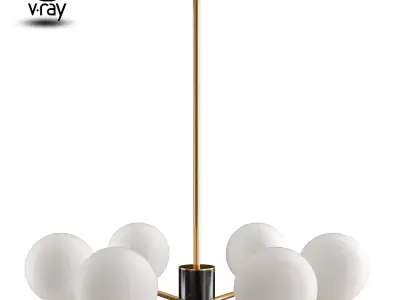 ONTARIO chandelier with six glass balls 3D model