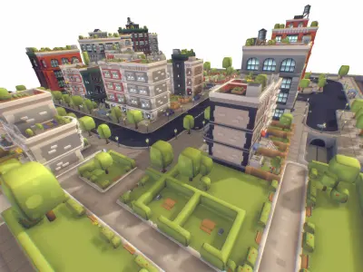 City Set - Proto Series Low-poly 3D model