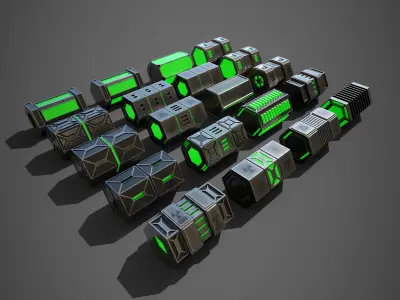 NGon Box Collection Metal Low-poly 3D model